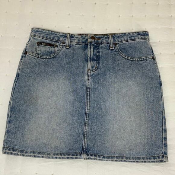 L.E.I. VTG 90's Denim Mini Skirt Women's 11 | Light Blue Cotton Y2K Festival - Picture 1 of 10